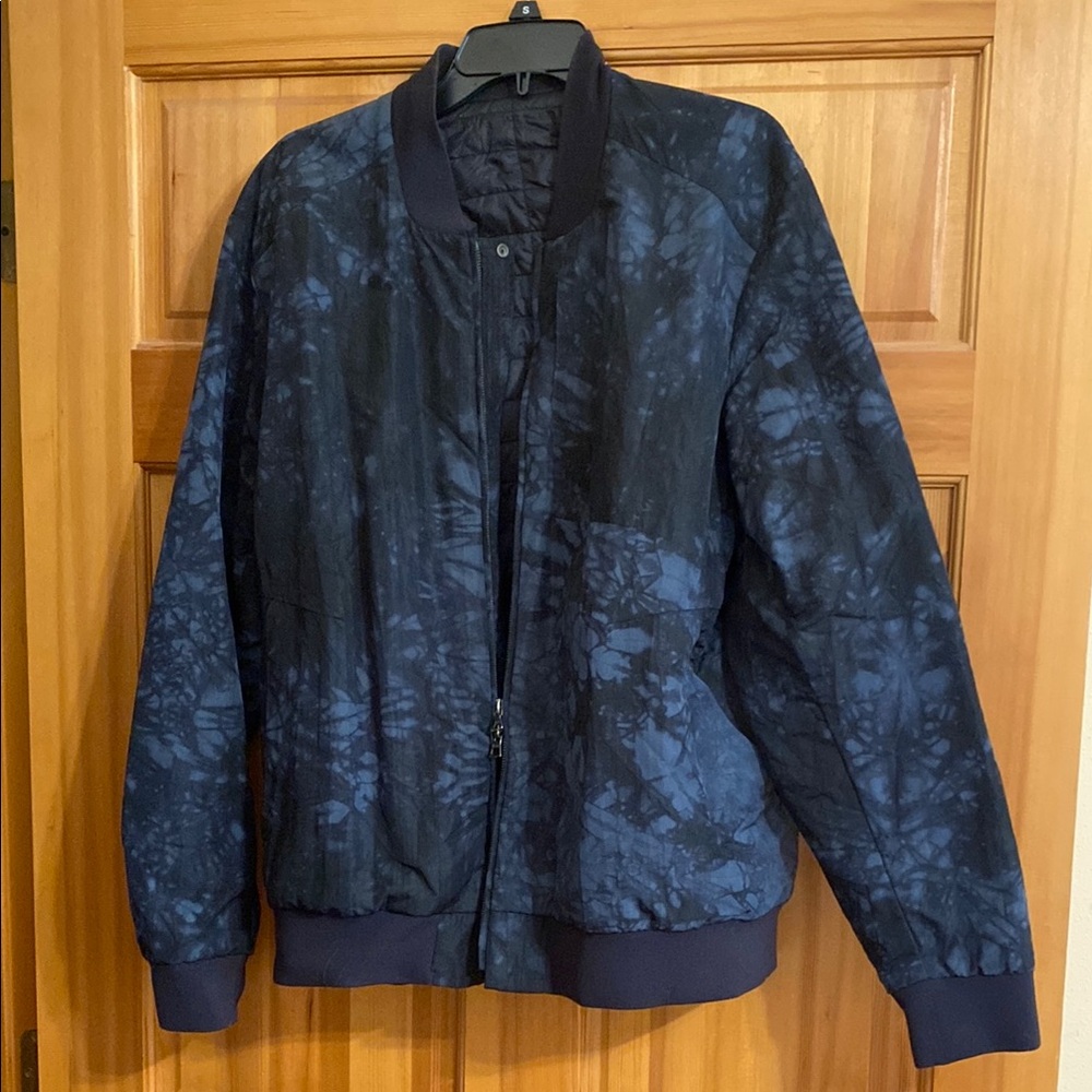 Men's Blue Bomber Jacket, Reversible Navy/Black, Hidden Pocket on both sides